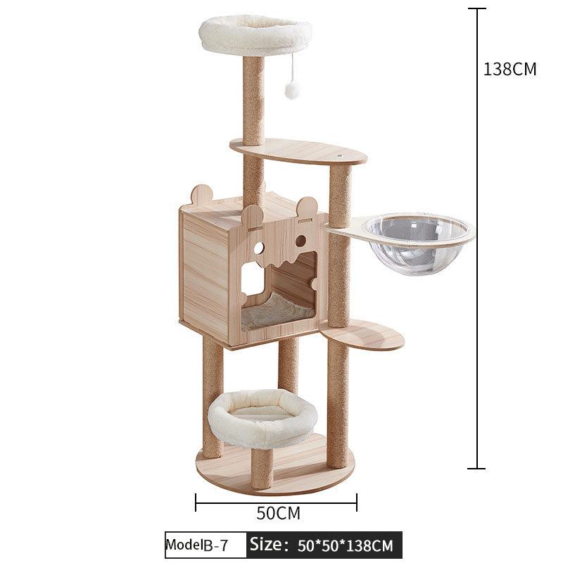 Space Capsule Cat Crawl Nest With Scratching Board - Wooden Pet Toy And Supplies