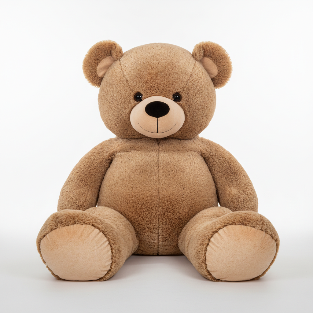 Giant oversized teddy bear stuffed animal in warm beige